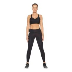 2XU Aero Vent Mid-Rise Compression Damen Leggings Schwarz/silber